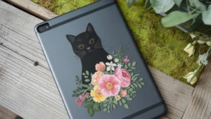 Lenovo Tab M9 Black Cat Flower Case